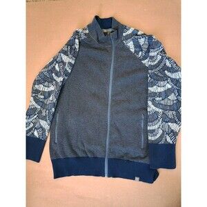 Title Nine Jacket Womens XL Blue Striped Mock Neck Zip Cotton Blend Cardigan